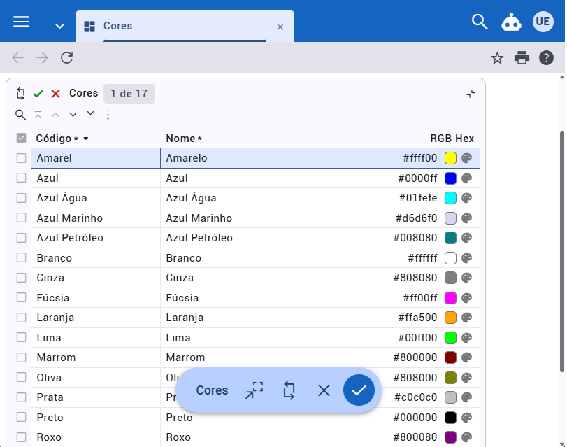 Grid edit toolbar
